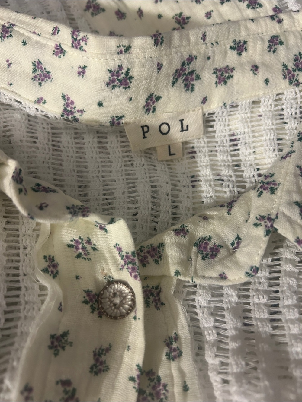 🆕 POL “Big Lake 2” Double Glaze W/Crochet Button Down NWT - Picture 6 of 8